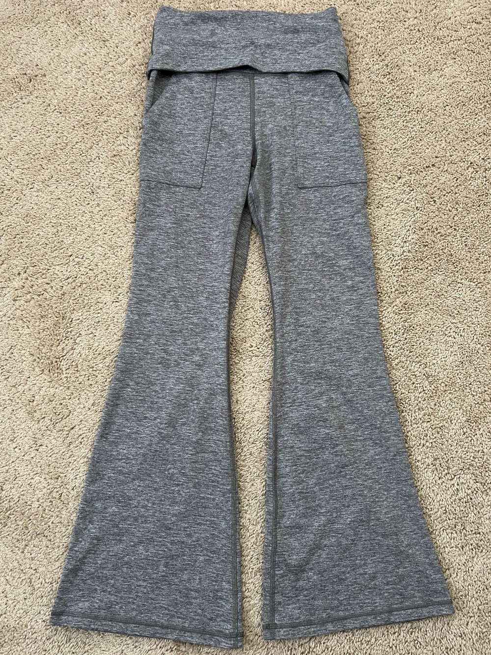 Aerie Offline The Hugger Foldover Flare Hi- Rise Leggings Gray Small